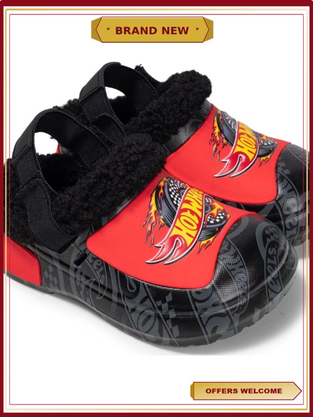 Hot Wheels Toddler Boys Faux Fur Lined Clog Shoes